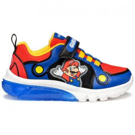 Pantofi copii baieti din material sintetic si textil Geox cu LED, personaj Mario, Albastru - J55LBF_01454_C0833 [7]