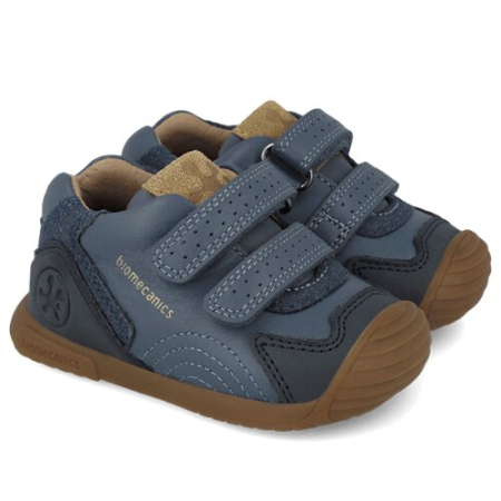 Pantofiori sport baieti - Pantofi copii din piele Biomecanics, Albastru Denim - 261126-A556