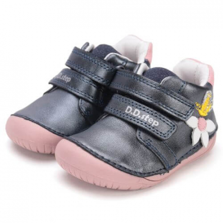 Noua Colectie De Toamna - Pantofi copii fete din piele DD Step Barefoot, Albastru - S070-52656A