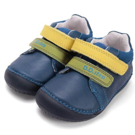 Pantofiori sport baieti - Pantofi copii baieti din piele DD Step Barefoot, Albastru - S070-52141A