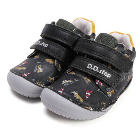 Pantofiori sport baieti - Pantofi copii baieti din piele DD Step Barefoot, Albastru - S070-52480
