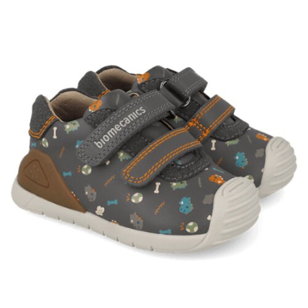 Pantofiori sport baieti - Pantofi copii baieti din piele Biomecanics, Gri Antracit - 261129-B213
