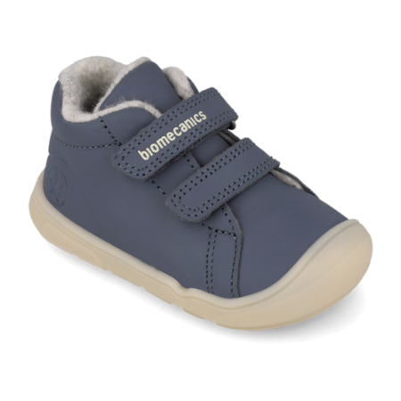 Pantofiori sport baieti - Pantofi băieți din piele îmblăniți Biomecanics, Petrol - 261140-D556FB