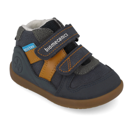 Pantofiori sport baieti - Pantofi băieți din piele îmblăniți Biomecanics, Azul Marino - 261152-A089FB
