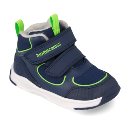 Pantofiori sport baieti - Pantofi băieți din piele îmblăniți Biomecanics, Azul Marino - 261177-A089FB