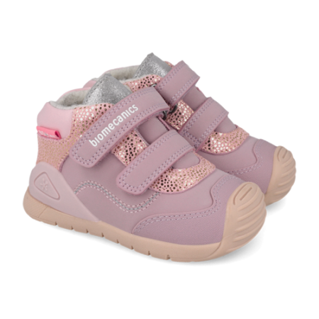 Pantofi fete din piele îmblăniți Biomecanics, Roz - 261133-B376FB [2]