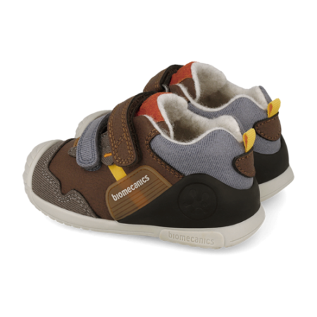 Pantofi băieți din piele îmblăniți Biomecanics, Maro - 261123-C903FB [3]