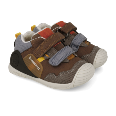 Pantofi băieți din piele îmblăniți Biomecanics, Maro - 261123-C903FB [2]