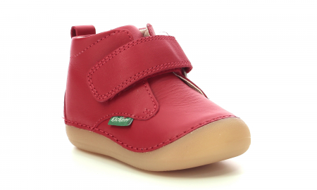 Pantofiori sport fete - Pantofi copii fete din piele Kickers, Rosu - 584348-10