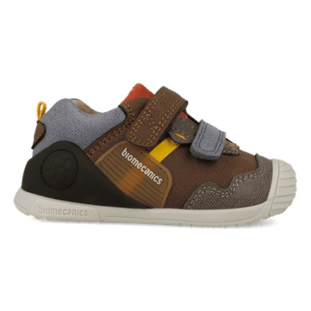 Pantofi copii baieti din piele Biomecanics, Maro cu Gri - 261123-C903 [2]