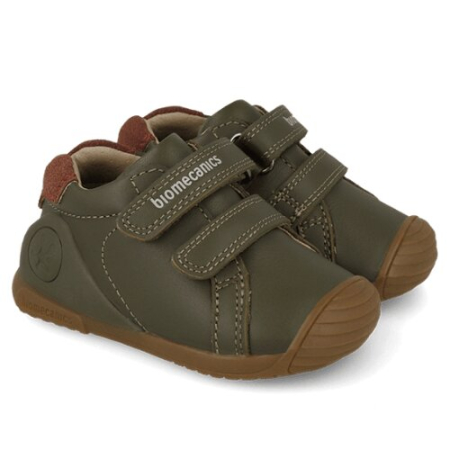Pantofiori sport baieti - Pantofi copii baieti din piele Biomecanics, Verde Khaki - 261120-B788