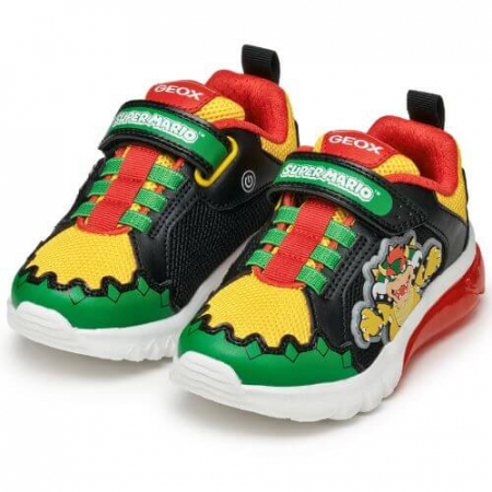 Pantofi copii baieti din material sintetic si textil Geox cu LED, personaj Bowser Mario, Verde - J55LBE_01454_C3221 [5]
