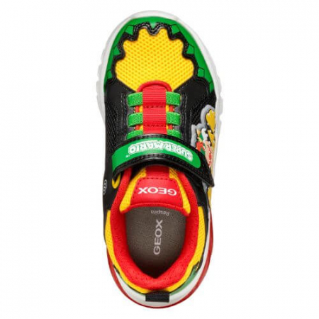 Pantofi copii baieti din material sintetic si textil Geox cu LED, personaj Bowser Mario, Verde - J55LBE_01454_C3221 [9]