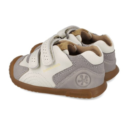 Pantofi copii din piele Biomecanics, Alb cu Gri - 261126-B695 [1]