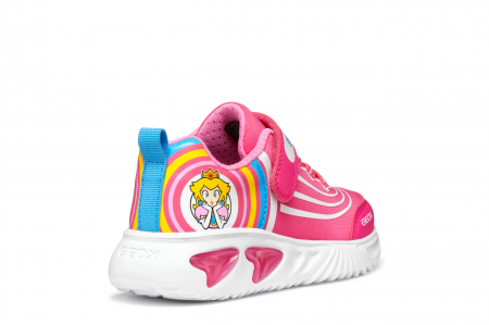 Pantofi copii fete din material sintetic si textil Geox cu LED, personaj Peach, Roz - J55E9C_02ABC_C8002 [3]