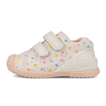 Pantofi copii fete din piele Biomecanics, Alb-Crem cu Flori - 261102-C695 [3]