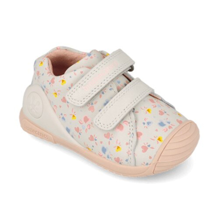 Pantofi copii fete din piele Biomecanics, Alb-Crem cu Flori - 261102-C695 [4]