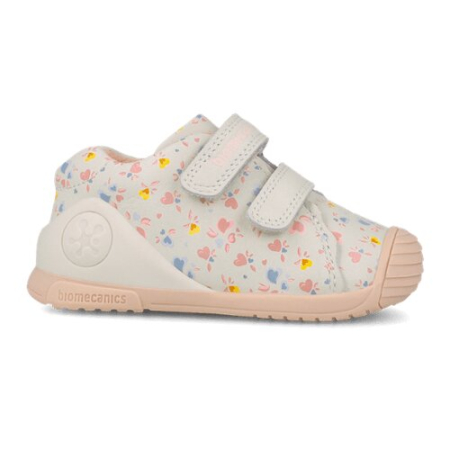 Pantofi copii fete din piele Biomecanics, Alb-Crem cu Flori - 261102-C695 [2]