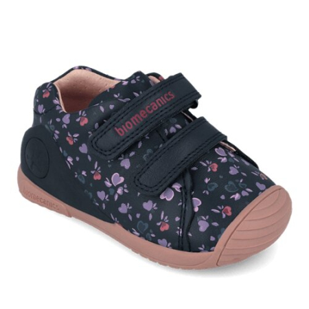 Pantofi copii fete din piele Biomecanics, Albastru Ocean cu Inimi - 261102-A183 [4]