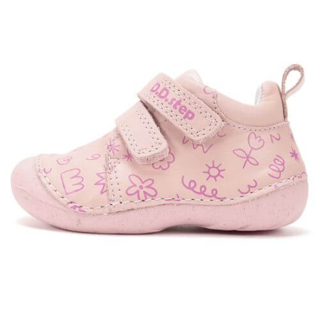 Pantofiori sport fete - Pantofi copii fete din piele DD Step, Roz - S015-61675A