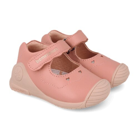 Pantofiori sport fete - Pantofi copii fete din piele Biomecanics, Roz Pudrat - 261100-B193