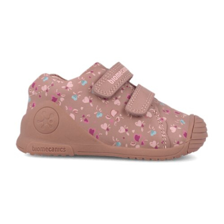 Pantofi copii fete din piele Biomecanics, Roz cu Inimi - 261102-B159 [2]
