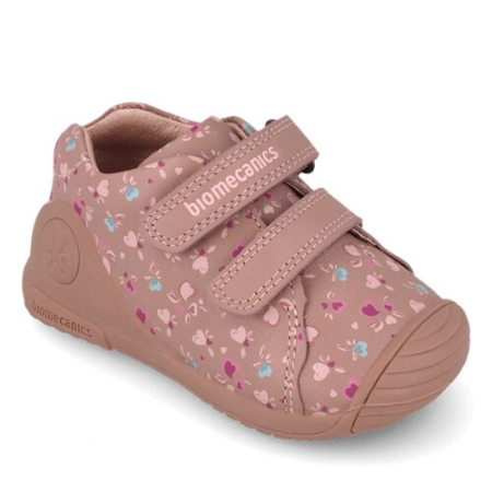 Pantofi copii fete din piele Biomecanics, Roz cu Inimi - 261102-B159 [4]