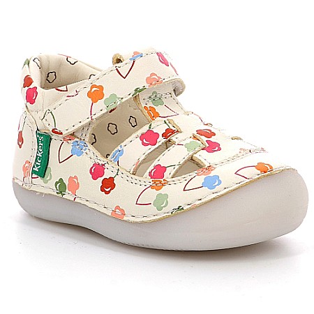 Pantofi copii fete din piele Kickers, Alb-961061-10-33 [0]