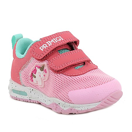 Geox - Pantofi copii fete cu LED din textil Primigi, Roz - 7950500