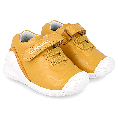 Pantofiori sport - Pantofi copii baieti din piele Biomecanics, Galben - 242115-B