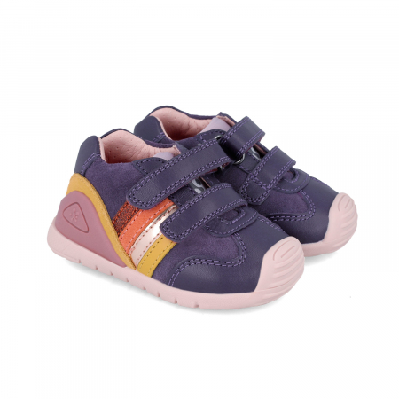 Incaltaminte Fete - Pantofi sport din piele cu blanita 241110-D78