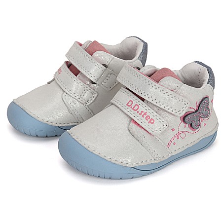 Pantofi copii fete Barefoot din piele DD Step, Argintiu - S070-41929 [0]