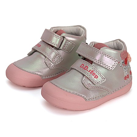 Pantofiori sport - Pantofi copii fete din piele DD Step, Argintiu - S066-41382B