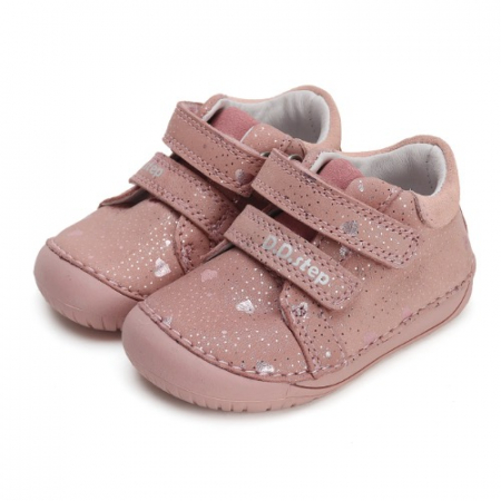 Pantofi copii fete din piele Barefoot DD Step, Roz - S070-42189A