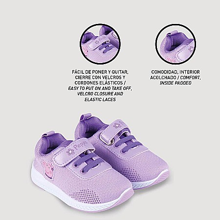 Pantofi copii fete Peppa Pig din textil Cerda, Mov - 2300004837 [4]