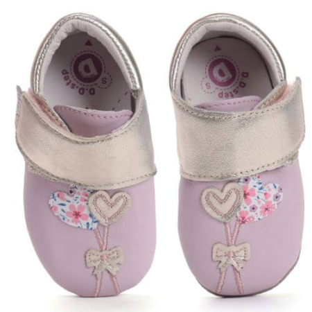 Pantofiori interior fete - Pantofiori de interior copii fete din piele DD Step, Roz - K1596-52122