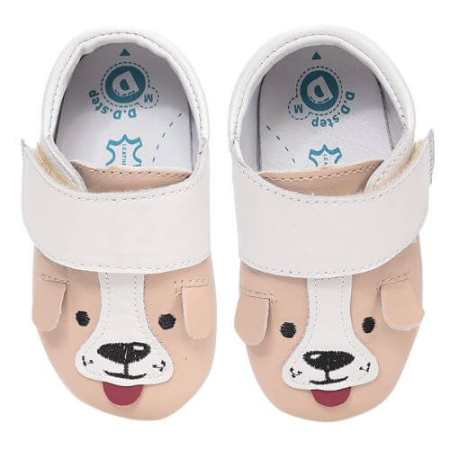 Pantofiori interior - Pantofiori de interior copii baieti din piele DD Step, Crem - K1596-61565