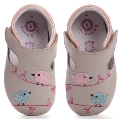 Pantofiori interior fete - Pantofiori de interior copii fete din piele DD Step, Gri - K1596-52414