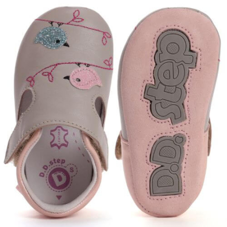 Pantofiori de interior copii fete din piele DD Step, Gri - K1596-52414 [3]