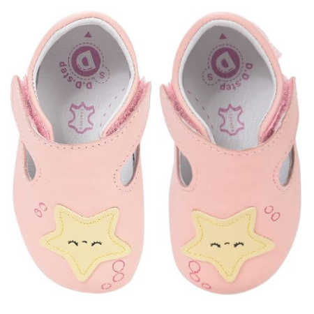 Pantofiori interior fete - Pantofiori de interior copii fete din piele DD Step, Roz - K1596-61962