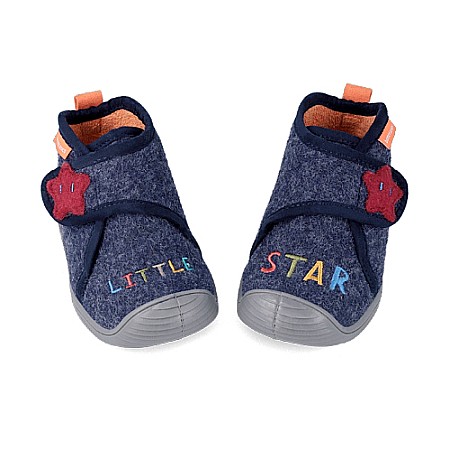 Pantofiori interior baieti - Pantofiori de interior copii baieti din textil Biomecanics, Albastru - 231289-A