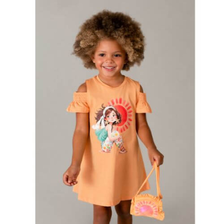 Rochie din bumbac si gentuta pentru fete Mayoral, Pumpkin - 3941-10 [1]