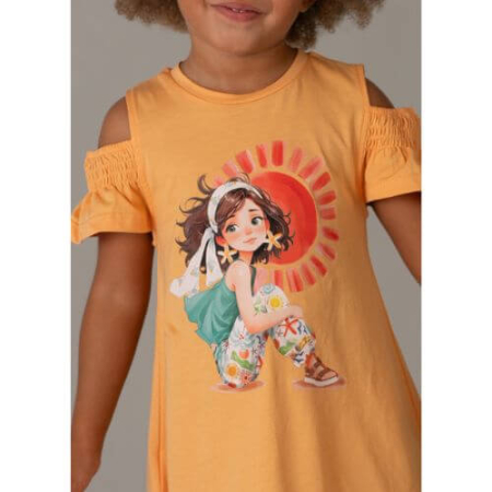 Rochie din bumbac si gentuta pentru fete Mayoral, Pumpkin - 3941-10 [3]