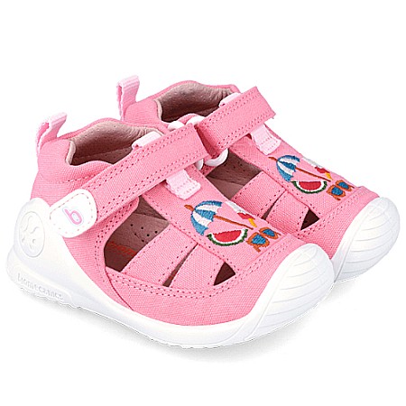 Sandale copii fete din canvas Biomecanics, Roz - 242184-B [0]