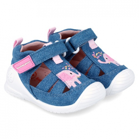 Sandale copii fete din canvas Biomecanics, Albastru - 242183-C [1]