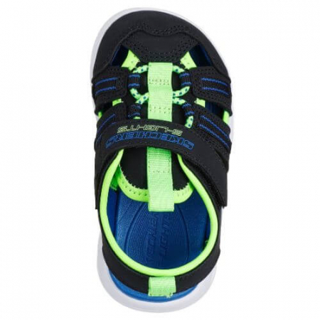 Sandale copii baieti cu LED din textil Skechers, Negru - 407033-BKLM [3]