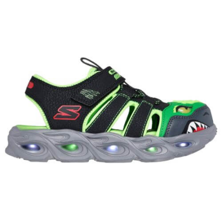 Sandale - Sandale copii baieti cu LED din textil Skechers, Verde - 400613-BKLM