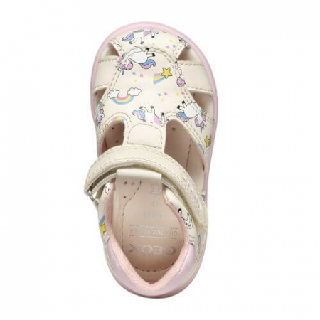 Sandale copii fete din material sintetic Geox, Crem - B556FB_000BC_C0175 [8]