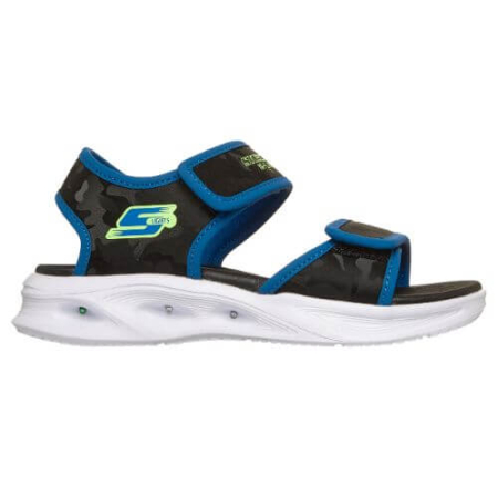 Sandale - Sandale copii baieti cu LED Skechers, Albastru - 407010-BKBL