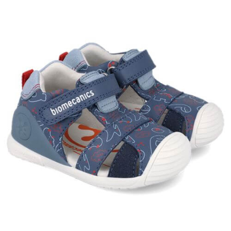 Colectie Primavara - Sandale copii baieti din piele Biomecanics, Albastru - 262125-A556